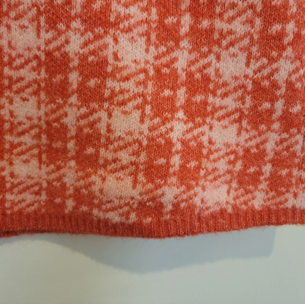 2/$18Primark A-Line Pencil Mini Knee Length Skirt Wool Knit Orange Houndstooth M